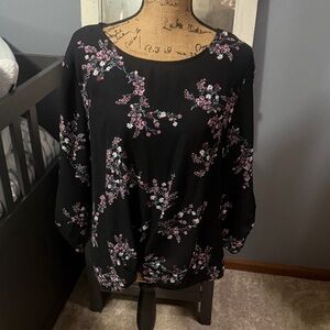 Pink Republic Black Floral Women's Blouse
